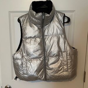 Reversible Silver and Black Puffer Vest